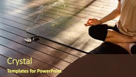  Presentation with wooden stick - Presentation design enhanced with woman-meditating-in-lotus-position background and a tawny brown colored foreground