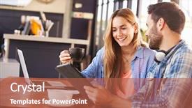  Presentation with man vs woman - Presentation theme with woman meeting at a coffee background and a red colored foreground