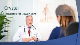  Presentation with menopause - Slide deck featuring woman menopause - doctor listening to a patient background and a sky blue colored foreground