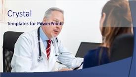  Presentation with menopause - PPT theme having woman menopause - doctor talking to a patient background and a sky blue colored foreground