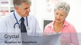  Presentation with woman menopause - Beautiful slides featuring woman menopause - doctor with female patient backdrop and a light blue colored foreground