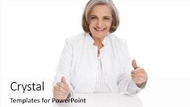  Presentation with experience - Amazing slide deck having woman menopause - portrait isolated older female doctor backdrop and a white colored foreground