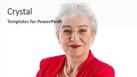  Presentation with senior heands - Slide deck enhanced with woman menopause - senior businesswoman smiling background and a white colored foreground