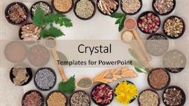  Presentation with alternative medicine - Cool new presentation theme with woman menopause - superfood with herb and spice backdrop and a mint green colored foreground