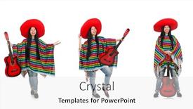  Presentation with mexican - Presentation theme having woman mexican guitar player on white background and a white colored foreground