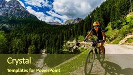  Presentation with mountain bike - Presentation design consisting of woman mountain bike rider background and a tawny brown colored foreground