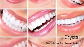  Presentation with mouth - Slides featuring woman mouth with healthy teeth background and a coral colored foreground