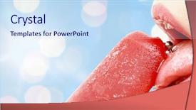  Presentation with blue lights - Amazing presentation design having woman mouth with pierced tongue backdrop and a sky blue colored foreground