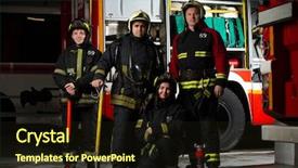 Presentation with firefighter - Cool new theme with woman near fire truck backdrop and a wine colored foreground