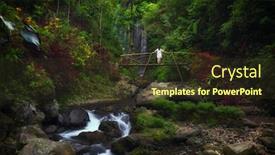  Presentation with waterfall woman - PPT theme enhanced with woman-near-labuhan-kebo-waterfall background and a tawny brown colored foreground