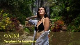  Presentation with waterfall woman - Colorful theme enhanced with woman-near-labuhan-kebo-waterfall backdrop and a tawny brown colored foreground