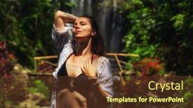  Presentation with waterfall woman - Audience pleasing slides consisting of woman-near-labuhan-kebo-waterfall backdrop and a tawny brown colored foreground