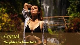  Presentation with waterfall woman - Audience pleasing presentation design consisting of woman-near-labuhan-kebo-waterfall backdrop and a tawny brown colored foreground