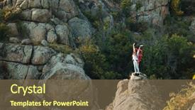  Presentation with adventure - Amazing PPT theme having woman near the canyon hand backdrop and a  colored foreground