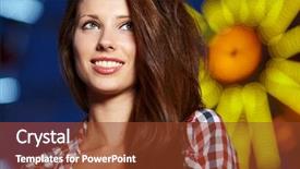  Presentation with amusement park - Cool new PPT layouts with woman next amusement park at night backdrop and a tawny brown colored foreground
