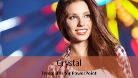  Presentation with amusement park - Amazing PPT theme having woman next amusement park at night backdrop and a red colored foreground