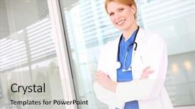  Presentation with icu nurse hospital patients - Presentation having woman nurse at hospital building background and a  colored foreground