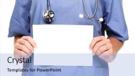  Presentation with nurse - Beautiful slides featuring woman nurse showing blank backdrop and a light blue colored foreground