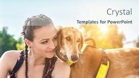  Presentation with morning sunrise - Audience pleasing slide deck consisting of woman-of-runner-and-dog backdrop and a sky blue colored foreground