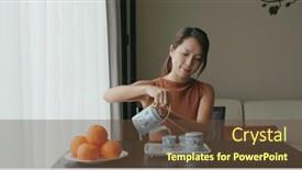  Presentation with ceremony - Slide set consisting of woman-offering-chinese-tea-ceremony background and a tawny brown colored foreground