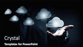  Presentation with cloud computing - Cool new presentation with woman offering cloud computing concept backdrop and a black colored foreground