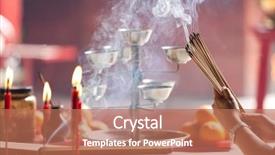  Presentation with chinese temple - Audience pleasing slide deck consisting of woman offering smoking incense backdrop and a coral colored foreground