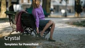  Presentation with shoe - Slides featuring woman-on-a-bench-shaking background and a dark gray colored foreground