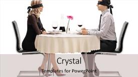  Presentation with blind date - Slide deck consisting of woman on a blind background and a light gray colored foreground