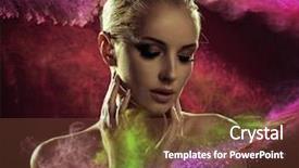  Presentation with dark - PPT layouts consisting of woman on a dark particle background and a tawny brown colored foreground