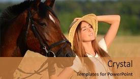  Presentation with horse riding - Cool new presentation design with woman on a horse backdrop and a gold colored foreground