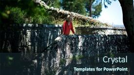  Presentation with medieval - Presentation theme featuring woman-on-a-stone-staircase background and a tawny brown colored foreground