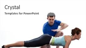  Presentation with posture - Audience pleasing slide set consisting of woman on abdominals workout basic backdrop and a white colored foreground