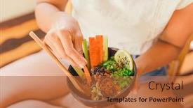  Presentation with vegan - Theme with woman-on-an-organic-vegan background and a red colored foreground