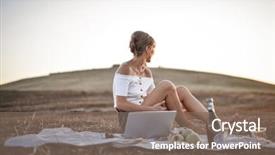  Presentation with dancer music outdoor - Slides with woman on an outdoor pic background and a violet colored foreground