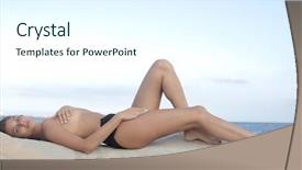  Presentation with beach - Theme with woman on beach in monokini background and a  colored foreground