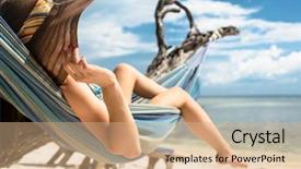  Presentation with sensuality woman black angel relaxing - Audience pleasing slides consisting of woman on beach vacation relaxing backdrop and a coral colored foreground