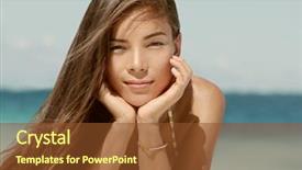  Presentation with serene - PPT theme with woman on beach with sepia background and a tawny brown colored foreground