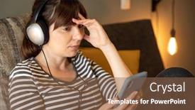  Presentation with symptoms - Cool new PPT theme with woman-on-bed-at-phone backdrop and a tawny brown colored foreground