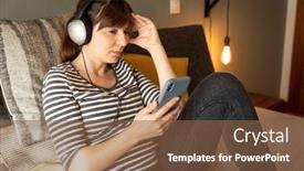  Presentation with symptoms - Audience pleasing slide set consisting of woman-on-bed-at-phone backdrop and a tawny brown colored foreground