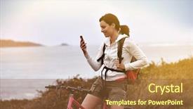  Presentation with biking - Cool new presentation with woman-on-biking-journey-reading backdrop and a tawny brown colored foreground