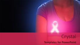  Presentation with pink ribbon breast awareness - Amazing slide set having woman on dark background luminescent pink ribbon like a symbol of breast cancer awareness support people living with tumor illness backdrop and a red colored foreground