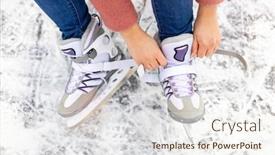  Presentation with lake ice - Presentation design with woman-on-frozen-lake-putting background and a sky blue colored foreground