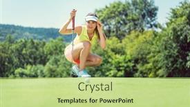  Presentation with rustic wedding green gold - Slide deck enhanced with woman-on-golf-course-taking background and a mint green colored foreground