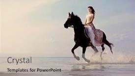  Presentation with rides - Amazing presentation design having woman-on-horse-in-dress backdrop and a mint green colored foreground