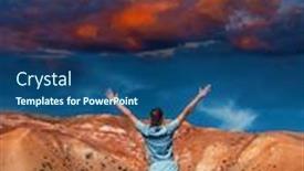  Presentation with mars - Presentation design having woman-on-mars-landscape background and a ocean colored foreground