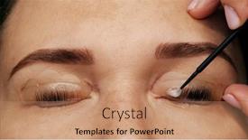  Presentation with beauty salon - Slides with woman-on-modern-eyelash-lamination background and a coral colored foreground