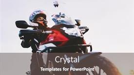  Presentation with sun - Audience pleasing slide set consisting of woman-on-motorbike-looking backdrop and a dark gray colored foreground