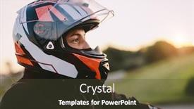  Presentation with motorbike - Cool new PPT theme with woman-on-motorbike-looking backdrop and a tawny brown colored foreground