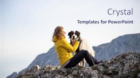 Presentation with mountain top - Slide set consisting of woman-on-mountain-top background and a sky blue colored foreground