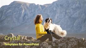  Presentation with mountain top - Beautiful slides featuring woman-on-mountain-top backdrop and a tawny brown colored foreground